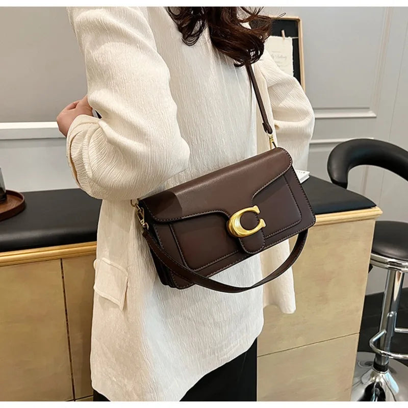Caviar PU Women's Bag Underarm Shoulder Bag with Two Shoulder Straps Slung Across The Small Square Bag 2026 Explosion Bag Bags