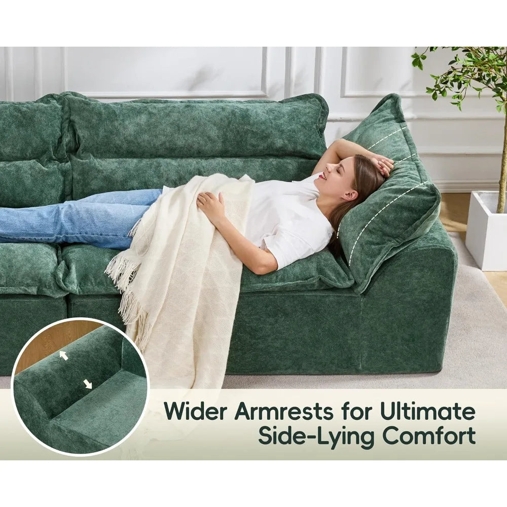 104" Sectional Sofa Couches 3 Seater Modular Sofa, Boneless Couch, Cloud Couch with Removable Cushion, Modular, Customized