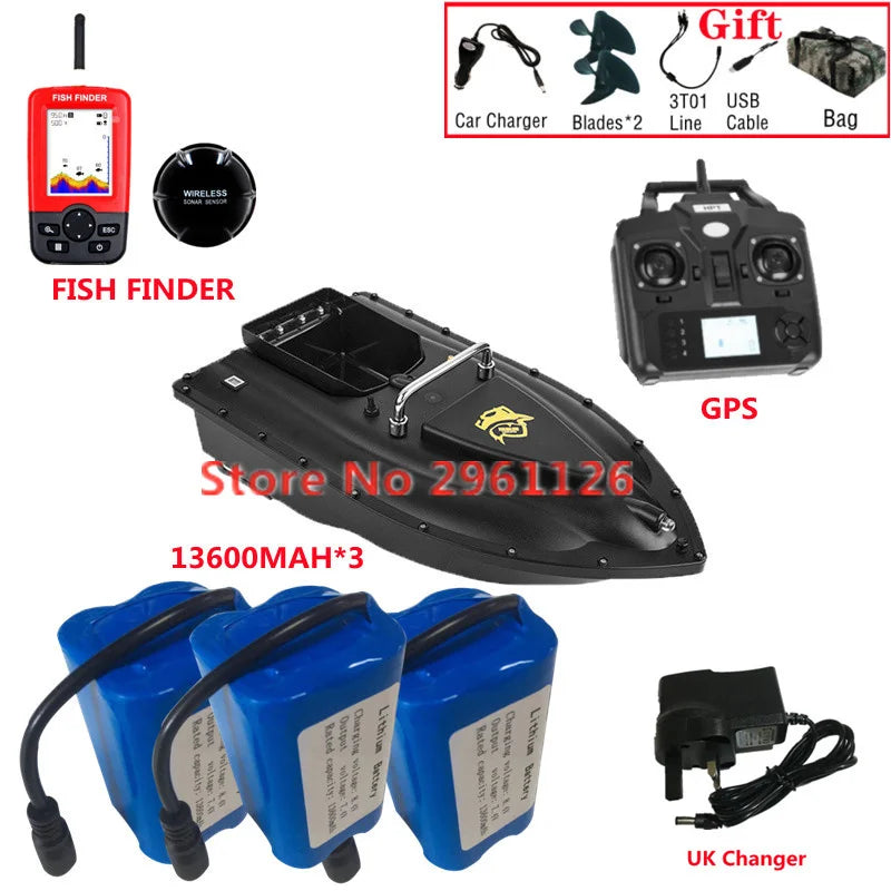 600M GPS Sonar Fish Exploration High Speed Remote Control Bait Boat Model 1.5KG 16GPS Constant Speed Cruise RC Bait Boat Model