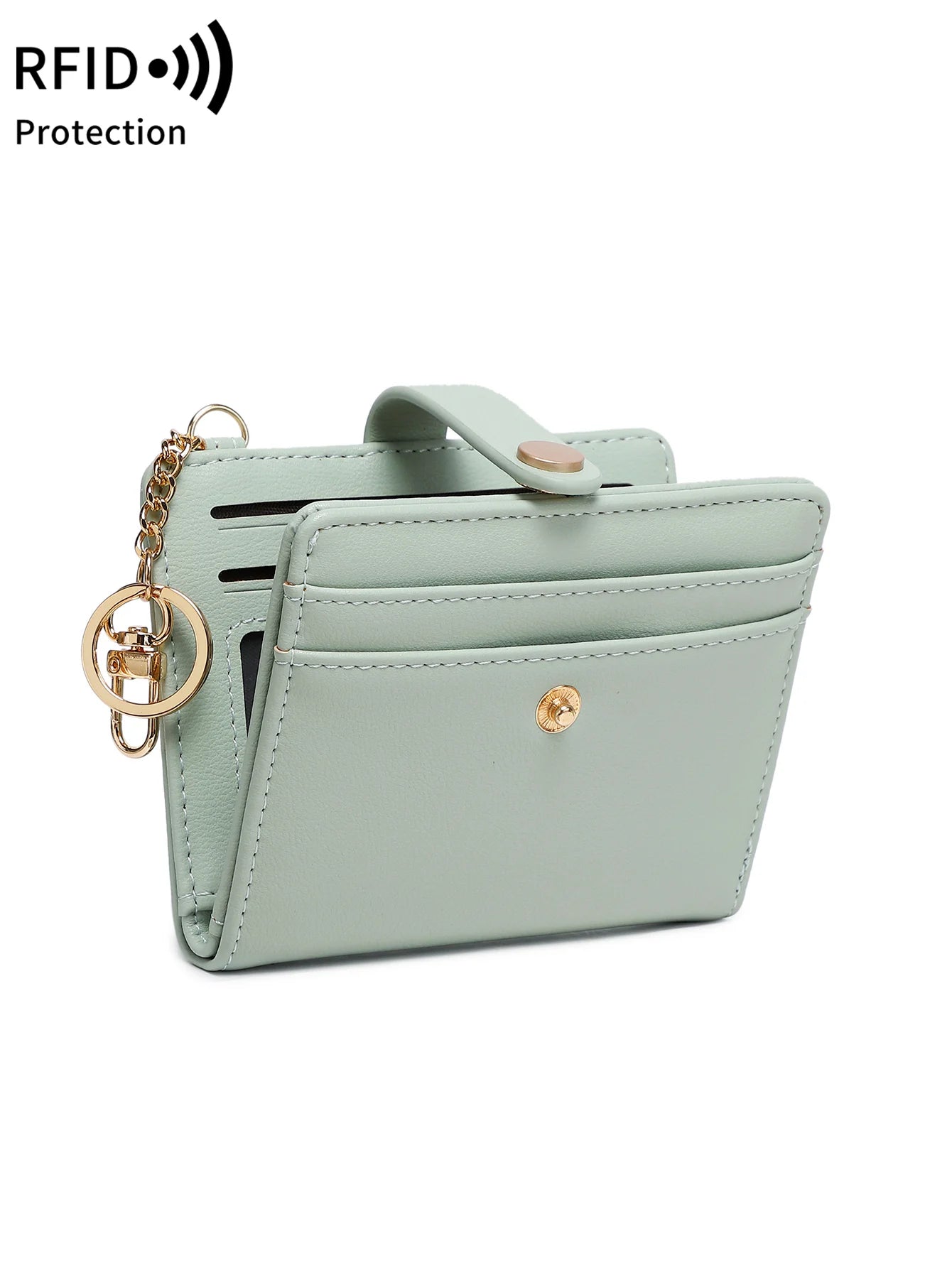 Classic Women's Short Wallet RFID Blocking Small Bifold Wallet Luxury Leather Pocket Credit Card/Card Holder Coin Purse Keychain