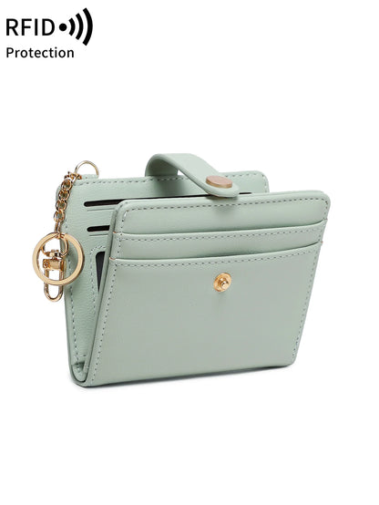 Classic Women's Short Wallet RFID Blocking Small Bifold Wallet Luxury Leather Pocket Credit Card/Card Holder Coin Purse Keychain