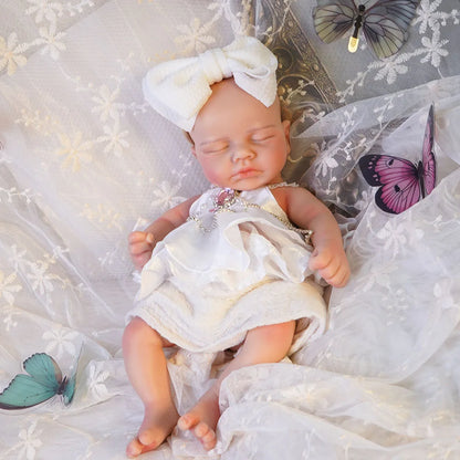 30cm Realistic Silicone Reborn Baby Doll Sleeping Girl with Pacifier Hand Painted Details for Birthday Gifts Educational Accesso