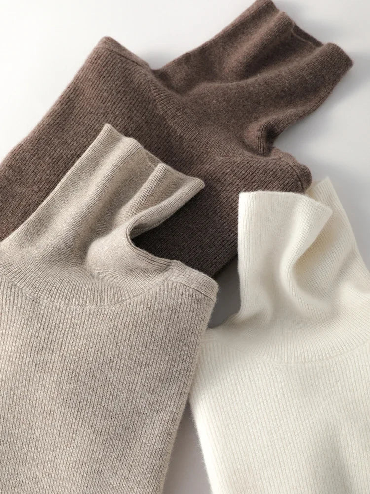 2025 Autumn Winter Women Sweater Women Thick Warm Soft Female Slim Pullovers Ladies Solid Versatile Knitted Turtleneck Sweater
