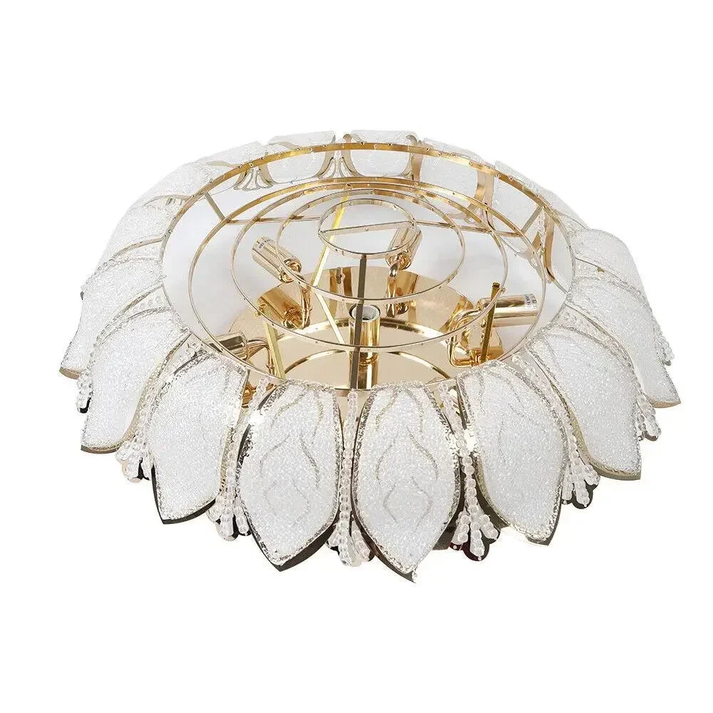 Modern Flush Mount Crystal Bedroom Ceiling Light Lotus Chandelier Living Room Lighting
