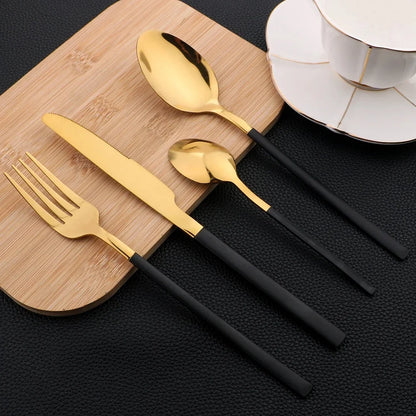 24Pcs Dinnerware Set Stainless Steel Cutlery Set Silver Knife Fork Spoon Dinner Flatware Set Kitchen Silverware Tableware Set