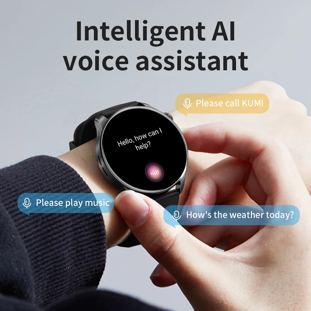 KUMI GW3 Pro Smartwatch 1.43" AMOLED Display IP68 Waterproof Bluetooth 5.2 Fitness Watch Heart Rate Blood Oxygen Tracker