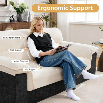 80'' Boneless Loveseat Sofa, Oversized Cloud Deep Seat Couch, Upholstered Chenille Memory Foam Love seat Sofa for, Customized