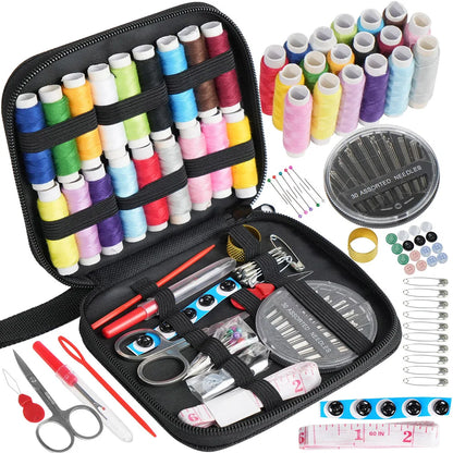 Sewing Kit - Mixed Color Canvas Sewing Kit - Portable, Mini, Basic - Travel, Everyday Repairs, Emergencies - Anyone Who Sews, Tr