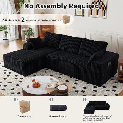 108" Cloud Sectional Couch with L-Shape Chaise,4 Seat Modern Modular Sofa with Deep Seat,Upholstered Couches for, Customized