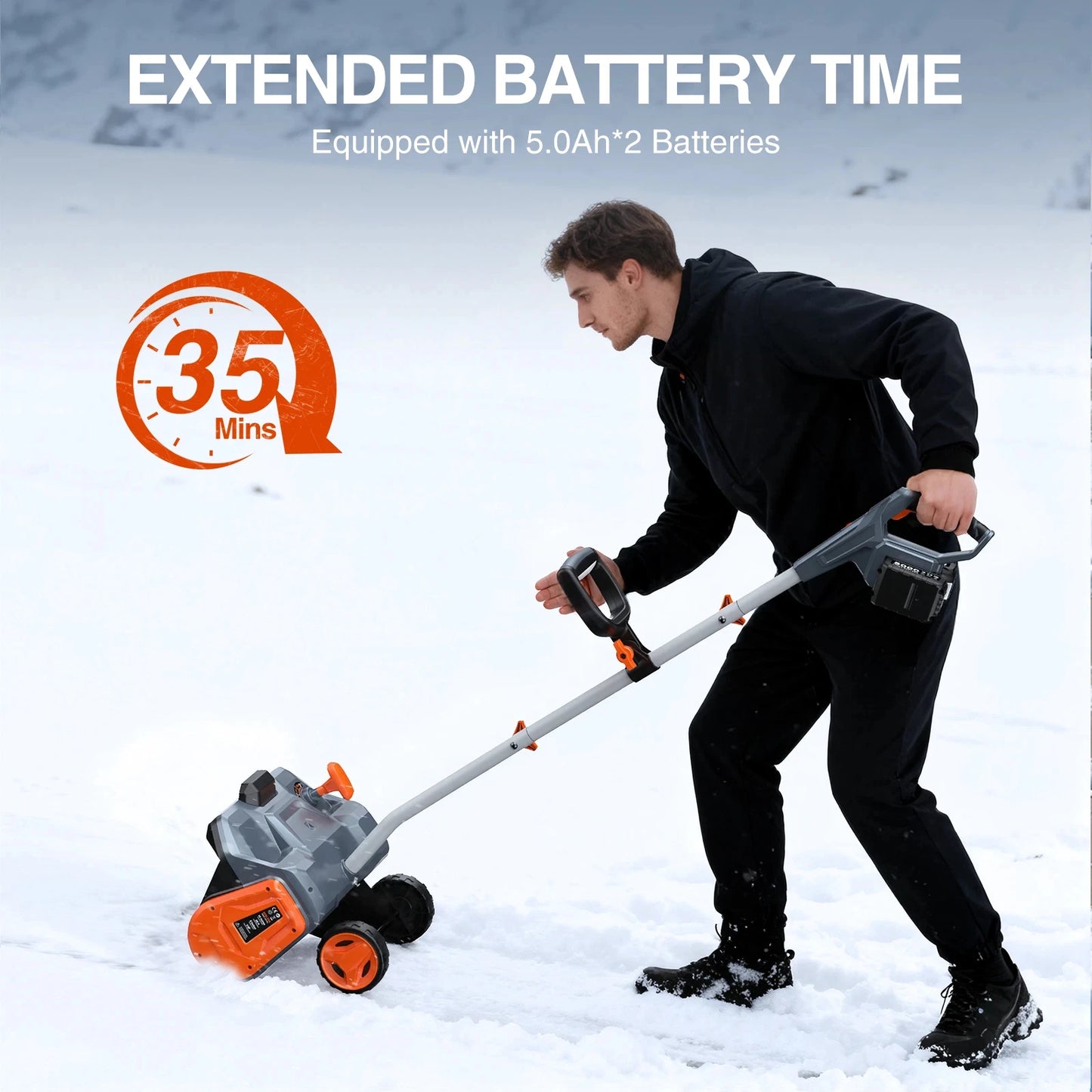 TaskStar Electric Snow Shovel With LED Light&Wheels 23Ft Distance 40V 16x8-inch Brushless Snow Blower 2 5.0Ah Batteries&Charger