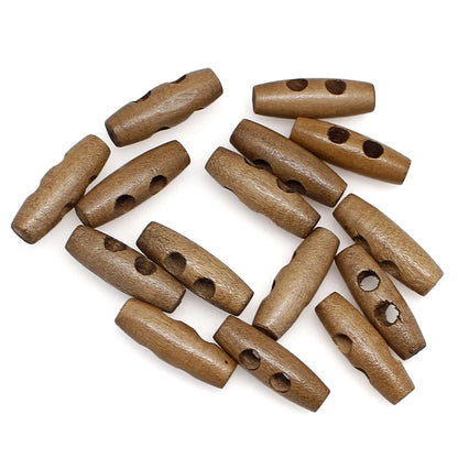 15 PCS/Lot 30mm Wooden Toggle 2 Holes Coat Buttons For Clothing Sewing Crafting DIY Coat Jacket Blazer Sewing Accessory Buttons