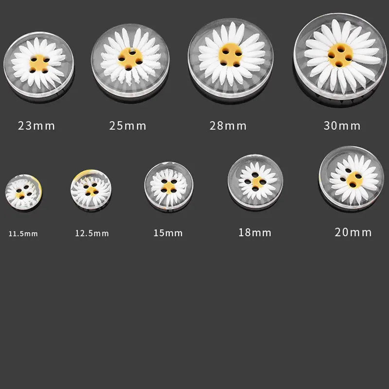 20Pcs Resin Buttons Daisy Hand Sewing Buttons Craft Buttons for Sewing DIY Crafts Clothes 11.5-30MM