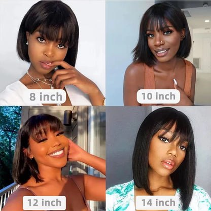 Rosslyn Bob Wig Human Hair Straight Wigs Full Machine Wig Black Wig 1b Bleached Knoted Short Human Hair Wigs Brazilian Original