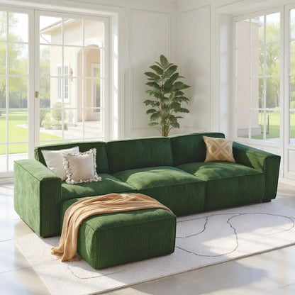 110" Cloud Sectional Couch with L-Shape Chaise&Movable Ottoman,Modern Modular Sofa with Deep Seat, Boneless Sofa-Customized
