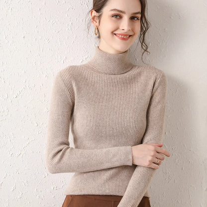 Sweater Women New Arrival 2025 Autumn Winter Turtleneck Sweaters Korean Style Simple Base Layer Pullover Thick Solid Slim Tops