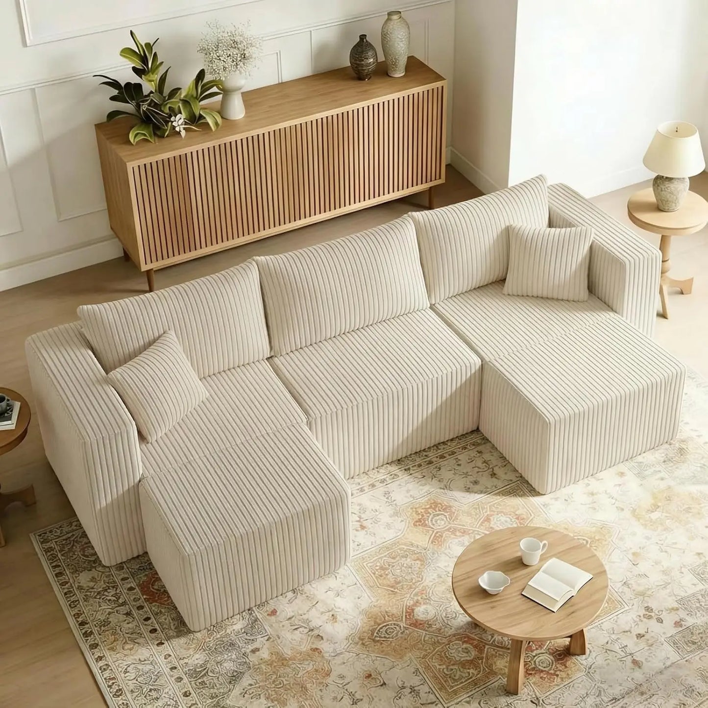 94" Modular Sectional Sofa, Comfy U-Shaped Boneless Couch, Sectional Couches for Living Room, High-Density Foam, Customized