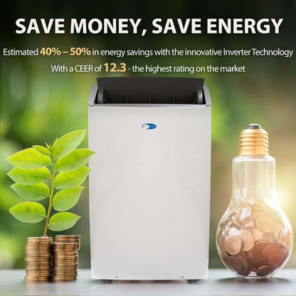 Whynter NEX Inverter Portable Air Conditioner with Dual Hoses, Dehumidifier, Cooling Fan & Smart Wi-Fi for 600 Sq Ft Rooms