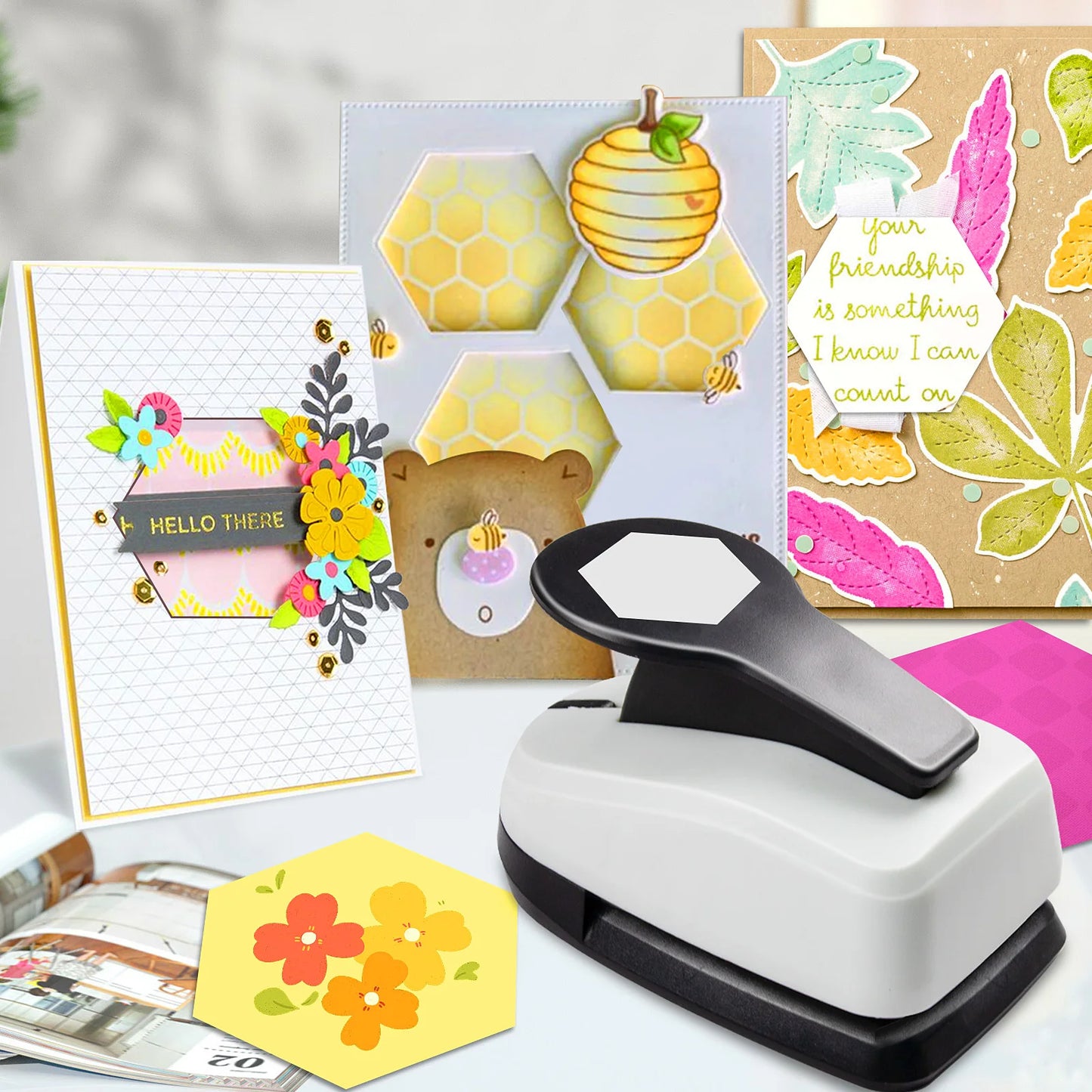 Square Paper cutter tool crafts Hole Punchers Set 1 1.5 2 inch 25 38 50 mm Square Hexagon Triangle Shapes for crafting scrapbook