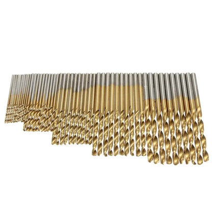 50pcs High Speed Steel Titanium-plated Mini Twist Drill BitSet,Handheld Electric Drill Accessories, StraightShank Drill Bit Set