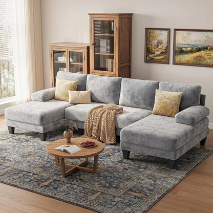 Sectional Couches for Living Room | 112 Inch U-Shaped Sectional Couch | 4 Seat Sofa Set with Double Chaise for, Customized