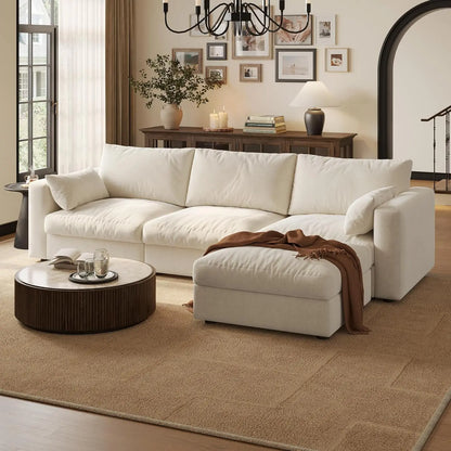 Cloud Modular Sectional Sofa Couch with Storage Ottoman, 99" Oversized Sectional Couches for Living Room, Cloud, Customized