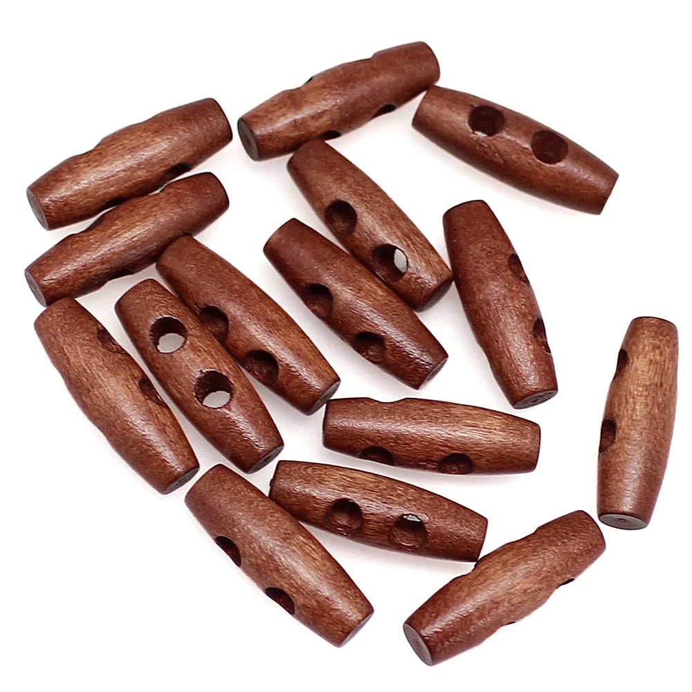 15 PCS/Lot 30mm Wooden Toggle 2 Holes Coat Buttons For Clothing Sewing Crafting DIY Coat Jacket Blazer Sewing Accessory Buttons