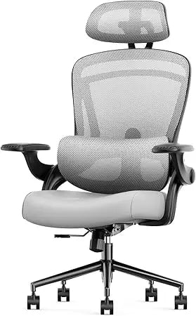 Ergonomic High-Back Mesh Office Chair with Adjustable Headrest and Lumbar Support for Comfortable Swivel Desk Use