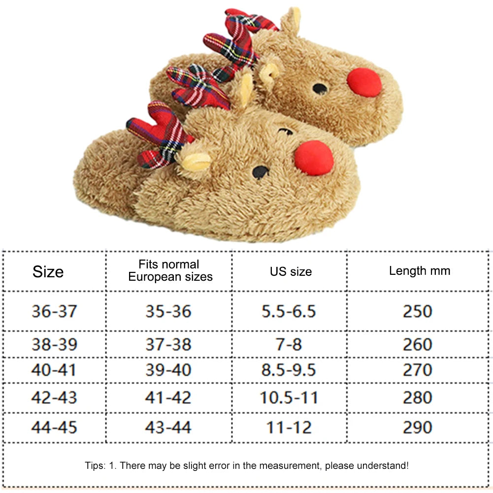 Christmas Reindeer Slippers House Flat Floor Soft Slides Winter Slippers Slip-On Slippers Women Men Breathable Bedroom Slippers