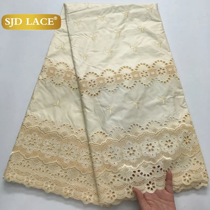 SJD LACE Swiss Voile Lace Fabrics Dubai African Cotton 5 Yards 2025 Latest African Nigerian Cotton Lace for Dresses Sew 4271