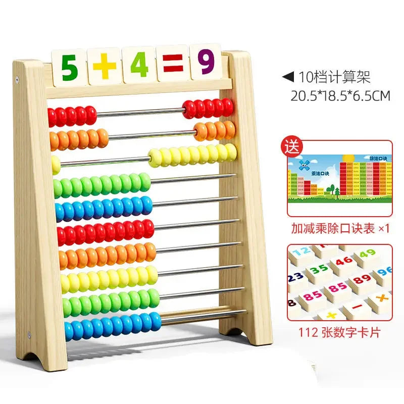 Wooden Counting Toy Abacus Montessori Education Math Toy Children Rainbow Counting Beads Addition Subtraction Operation Learning