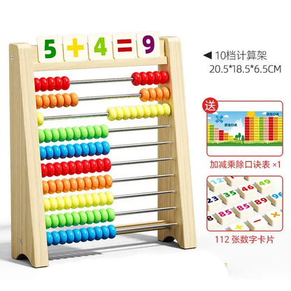 Wooden Counting Toy Abacus Montessori Education Math Toy Children Rainbow Counting Beads Addition Subtraction Operation Learning