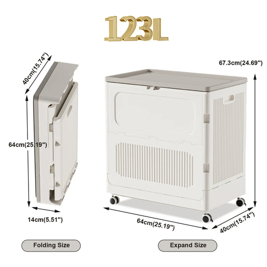 Household Foldable Laundry Basket With Wheels and Lid Modern Large Capacity Dustproof Belt Cover Narrow Seam Storage Basket