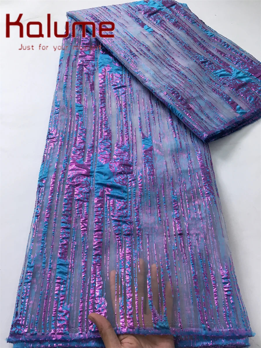 Kalume Lace Luxury African Tulle Brocade Lace Fabric High Quality French Gilding Lace Fabric For Sew Cloth Diy Party Dress F4063