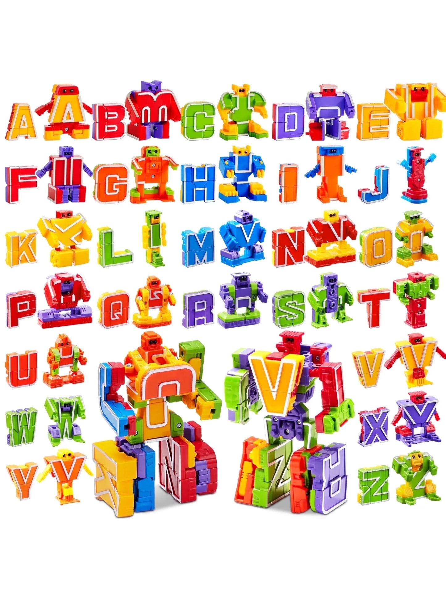 Joyfy 26-in-3 Alphabet Bots Toy 26 Pc Transforming Robot Educational Building STEM Toy for Toddlers Preschool Boys Birthday Gift
