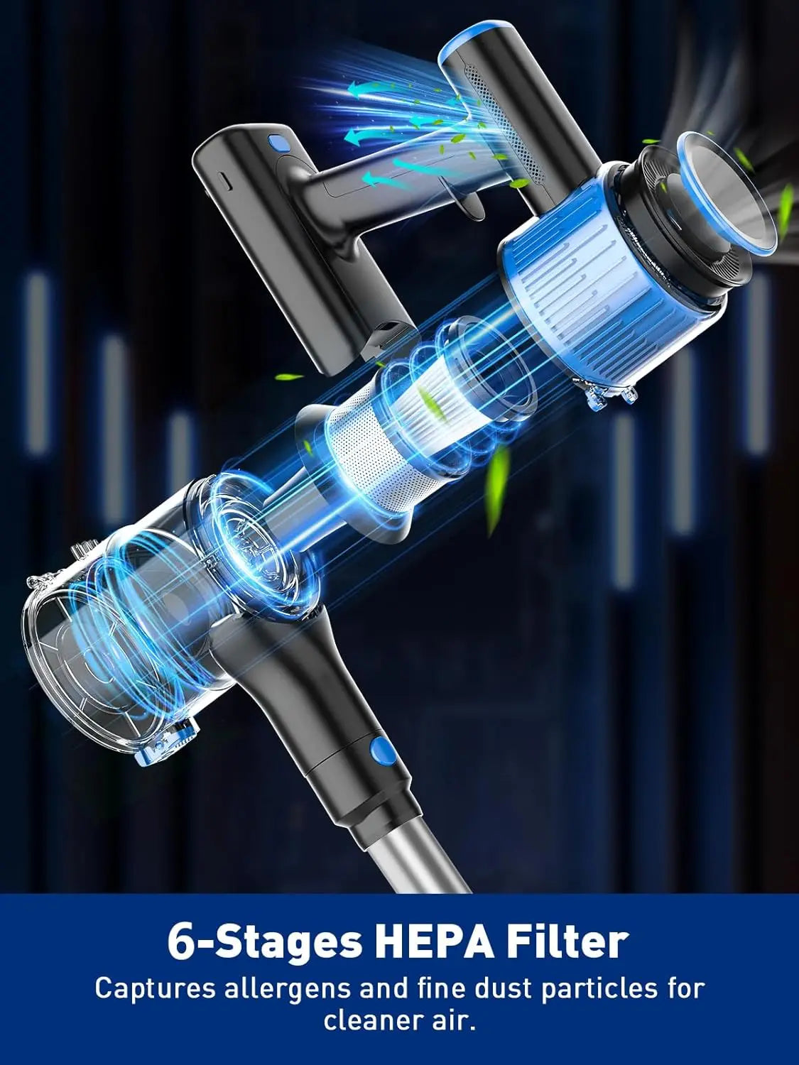 Cordless Vacuum Cleaner, 40Kpa 8-in-1 Lightweight Handheld Vacuum Cleaner 45Mins Runtime Portable Vacuum for Home/Floor/Carpet