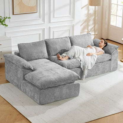 118" Cloud Couch Sectional,Boneless Couches for Living Room,Chenille Memory Foam Couch,Modular Sectional Sofa with, Customized