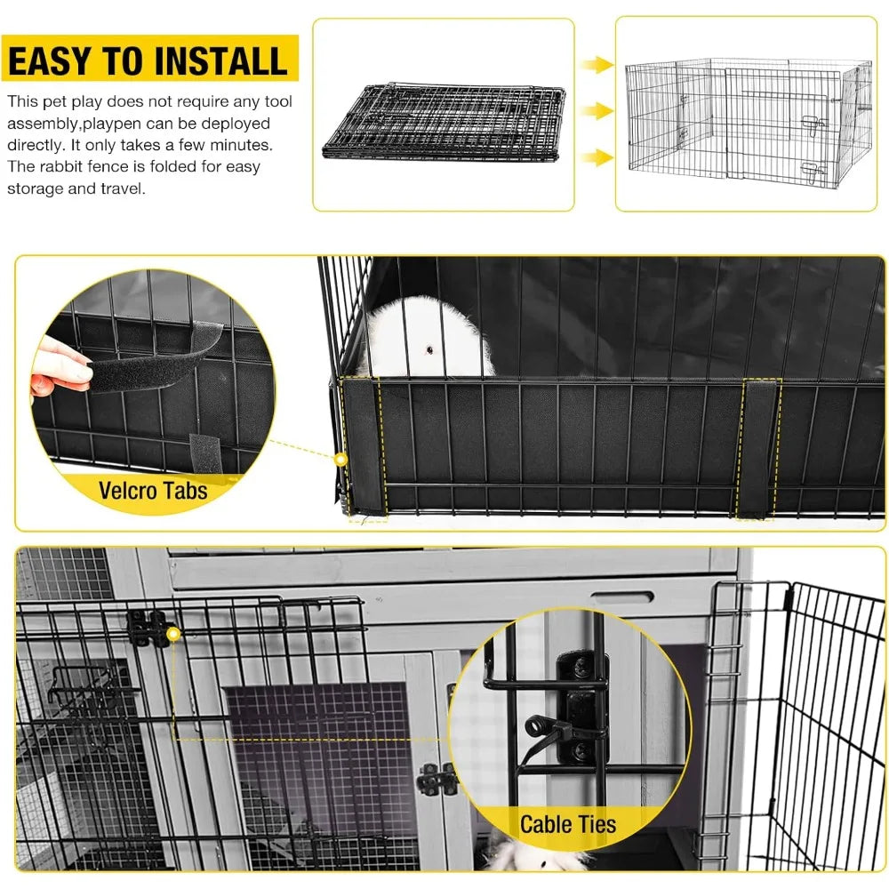 Pet Playpen Guinea Pig Cage Small Animal Rabbit Exercise Pen with Waterproof Floor Liner