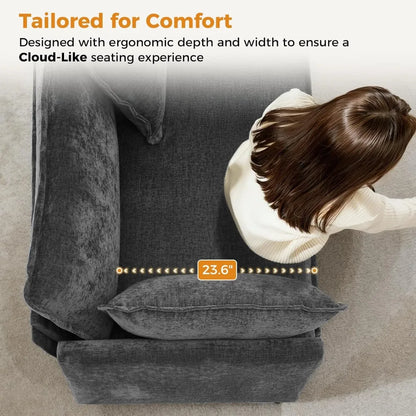 78" Modular Sectional Sofa, 2-Seater Chenille Couch with Spring & Foam Cushion, Removable Washable Covers, Easy Assembly