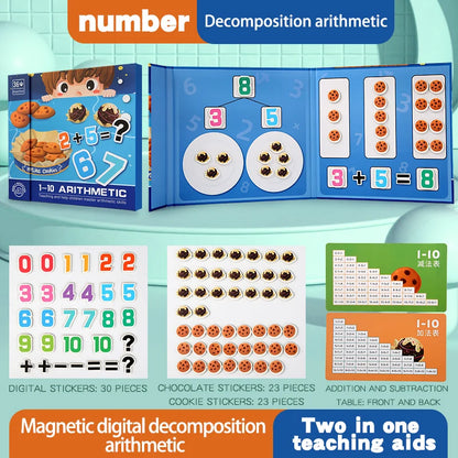 Children's math enlightenment teaching aids, number decomposition, addition and subtraction, ten-frame array, educational puzzle