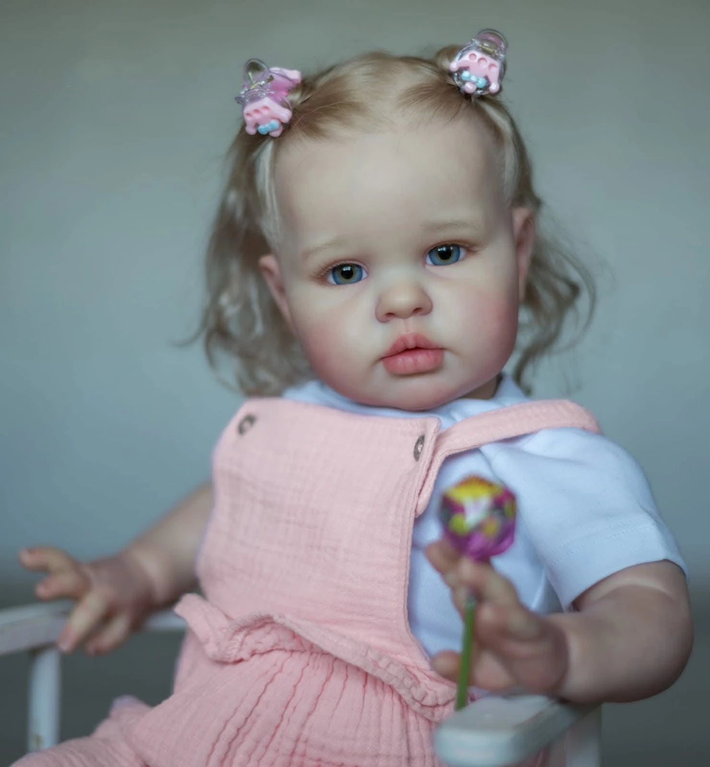 24inch Ellie Reborn Toddler Girl Rooted Blond Hair High Quality Hand Painted Doll Soft Cloth Body 3D Skin