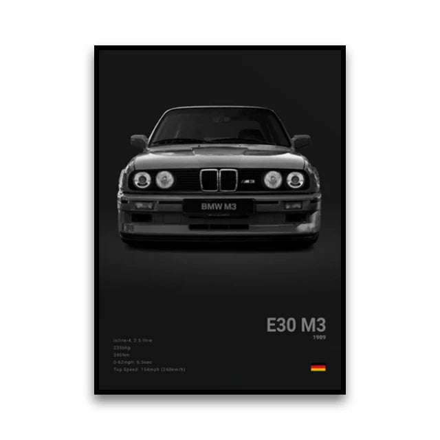 2-A1 Famous Cars G80 M3C Canvas Wall Art Print Poster E30 M3 Z8 Decorative Mural Modern Home Decor Birthday Gift Unframed