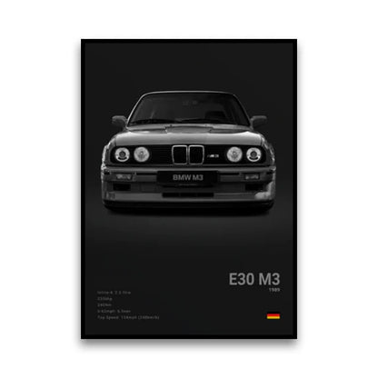 2-A1 Famous Cars G80 M3C Canvas Wall Art Print Poster E30 M3 Z8 Decorative Mural Modern Home Decor Birthday Gift Unframed