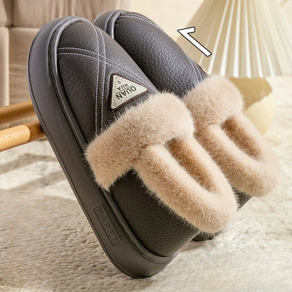 New Fashion Women's Cotton Slippers Men Winter Warm Home Cotton Shoes Waterproof Garden Shoes Indoor Slip on Concise Shoes