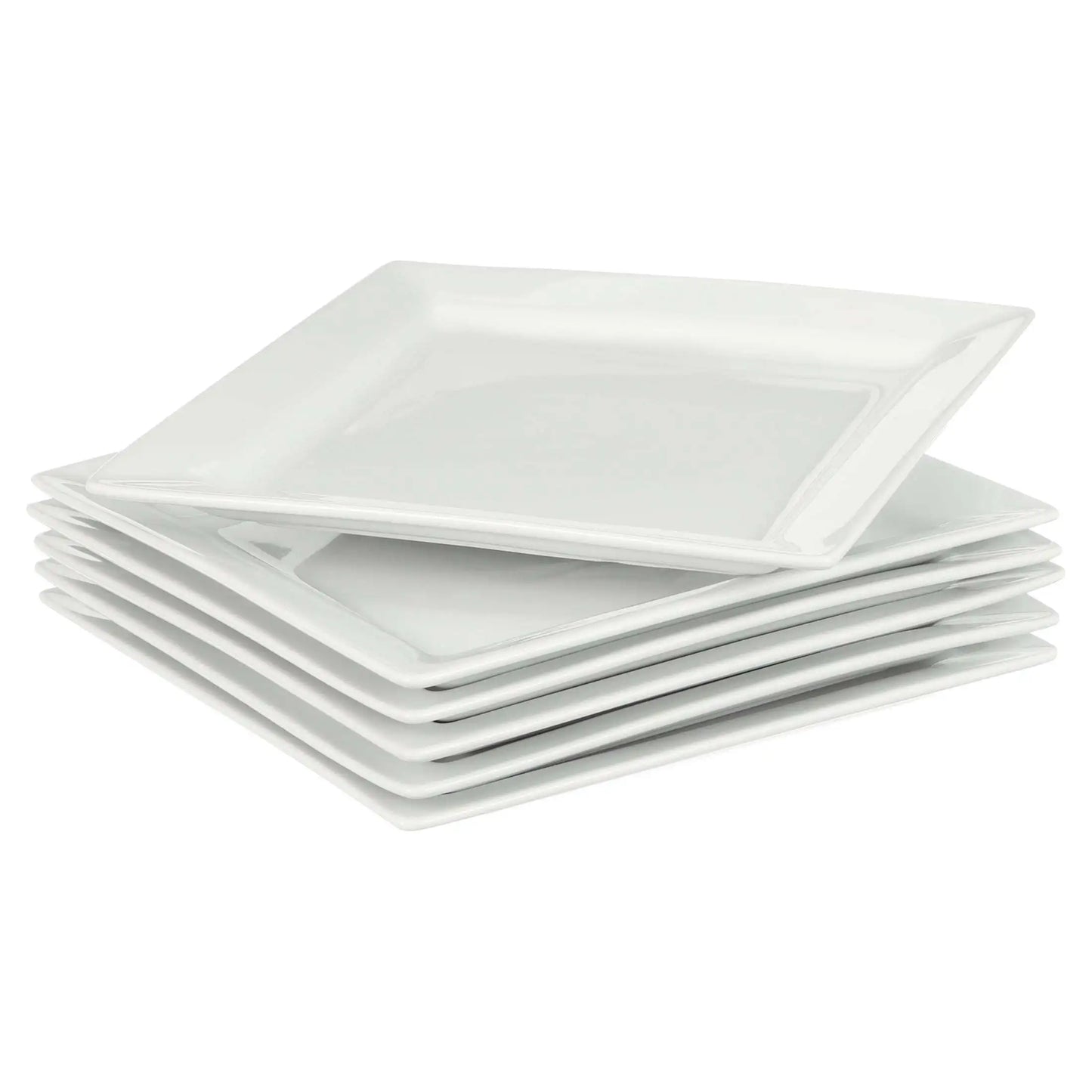 Square Porcelain Dinner Plates, White, Set of 6