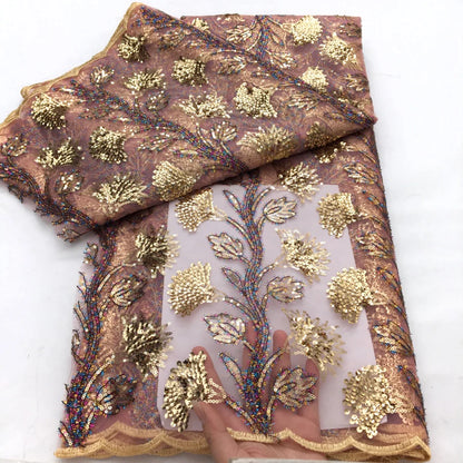 Black French Mesh Lace Fabric Sequins Flocking Bride Dress 2025 High Quality African Lace Fabric 5 Yards Nigerian Tulle Lace Sew