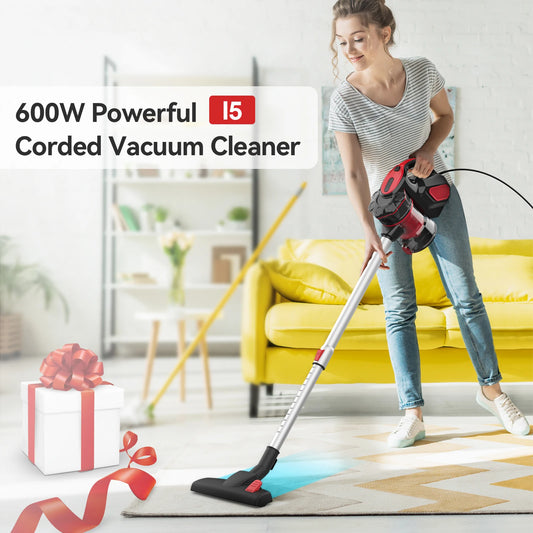 INSE I5 Corded Vacuum Cleaner 600W 18000Pa Powerful 2-in-1 HEPA Filters Handheld Stick Vaccum for Home Carpet Pets Hair Cleaning