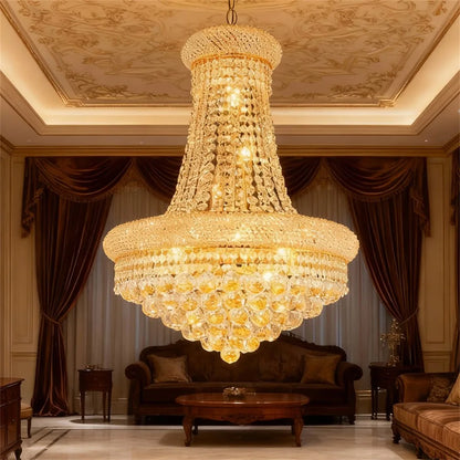Modern Luxury Crystal Chandelier Empire Style Chandelier Pendant Ceiling Light Fixture for Living Room Stairway Bedroom Foyer