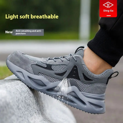 Men's Comfortable Soft-Soled Smash and Puncture Resistant Work Shoes
