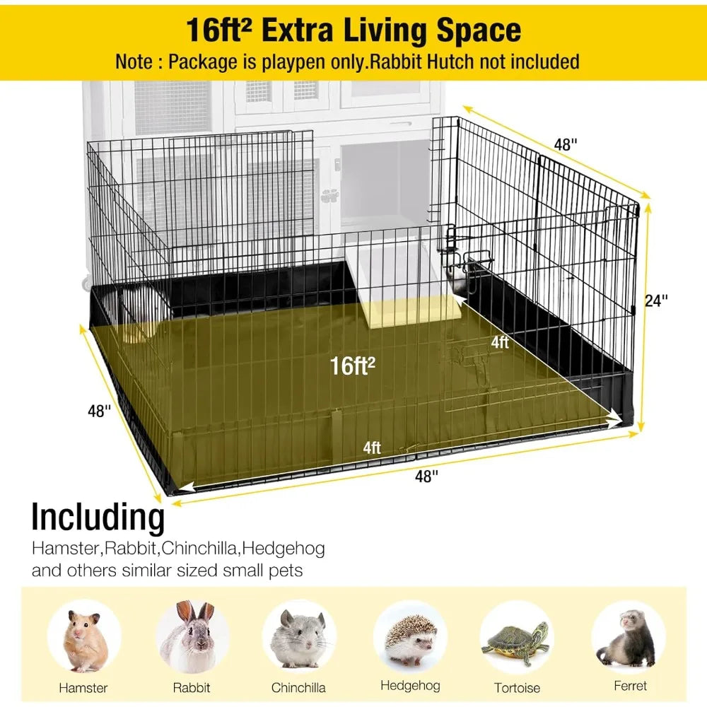 Pet Playpen Guinea Pig Cage Small Animal Rabbit Exercise Pen with Waterproof Floor Liner