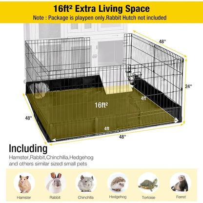 Pet Playpen Guinea Pig Cage Small Animal Rabbit Exercise Pen with Waterproof Floor Liner
